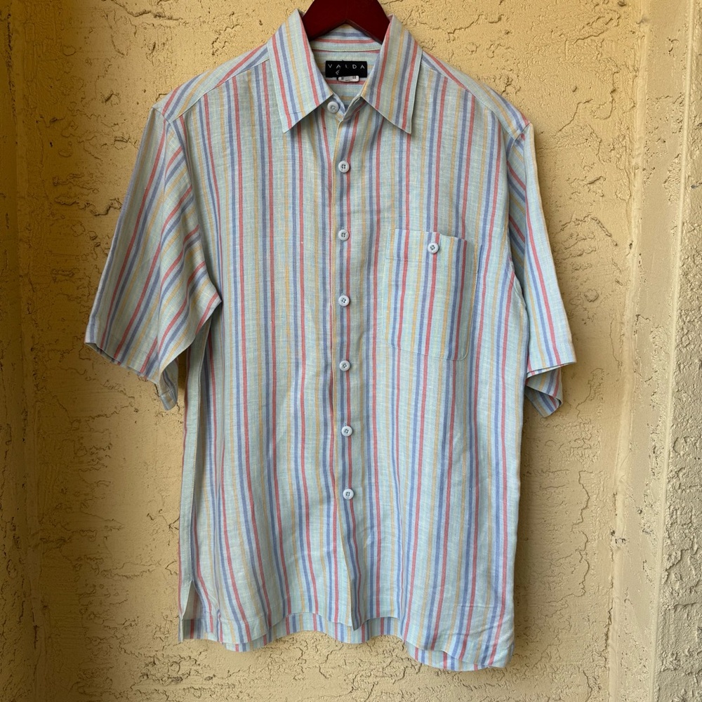 Men's Multicolor Striped Short Sleeve Shirt